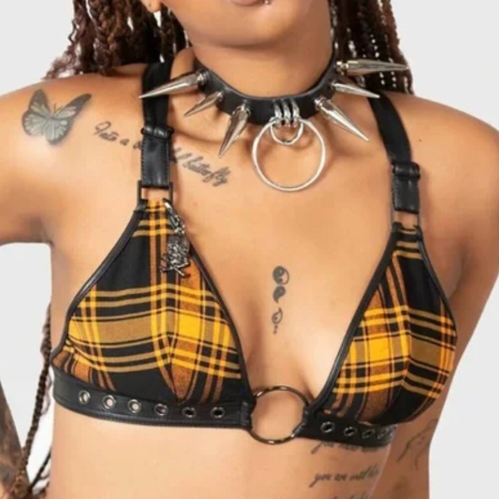 Killstar x Avril Lavigne Hate Me Orange Plaid Halter Top XXL BRAND NEW